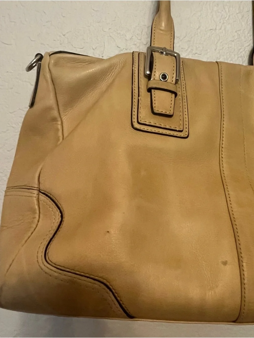 COACH Hamilton Soft Leather Satchel Purse Bag Tan Butter Yellow D1098-F13811